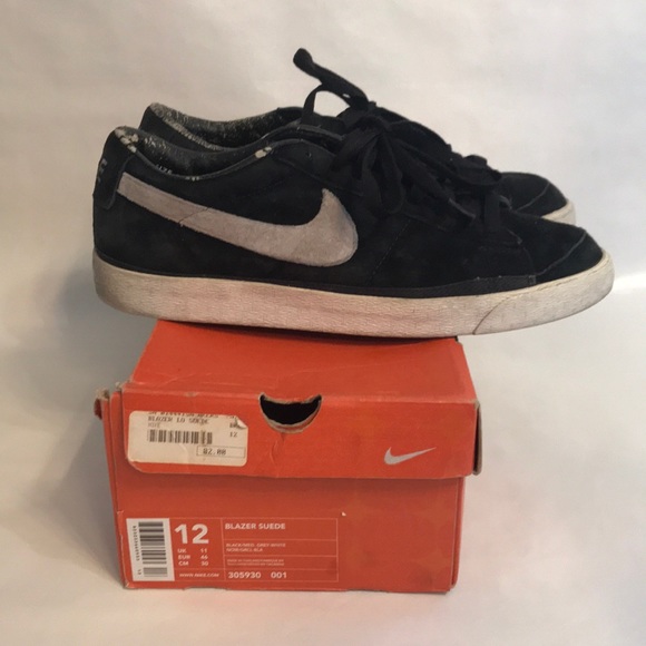Nike Other - Nike Air Blazer Suede Men’s 12 Black White Grey